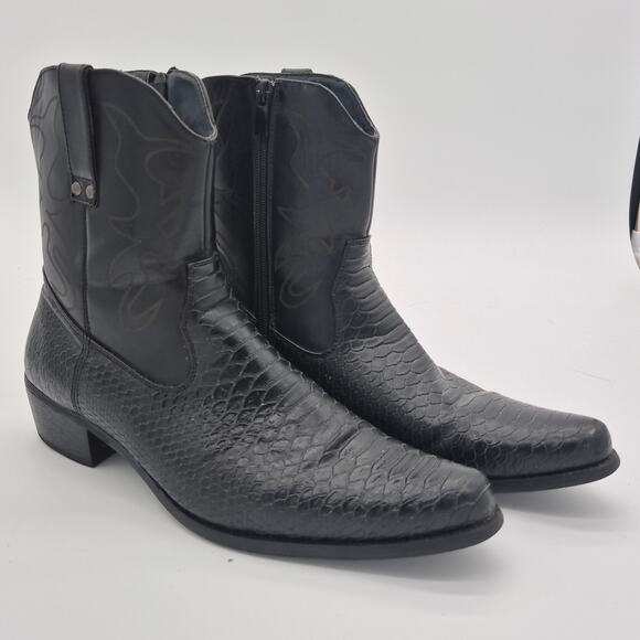 Metro charm women's black cowboy boots zip up size 9 - Picture 1 of 13